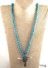 Boho Necklace, RH Antique Horn Crystal Lava Stone